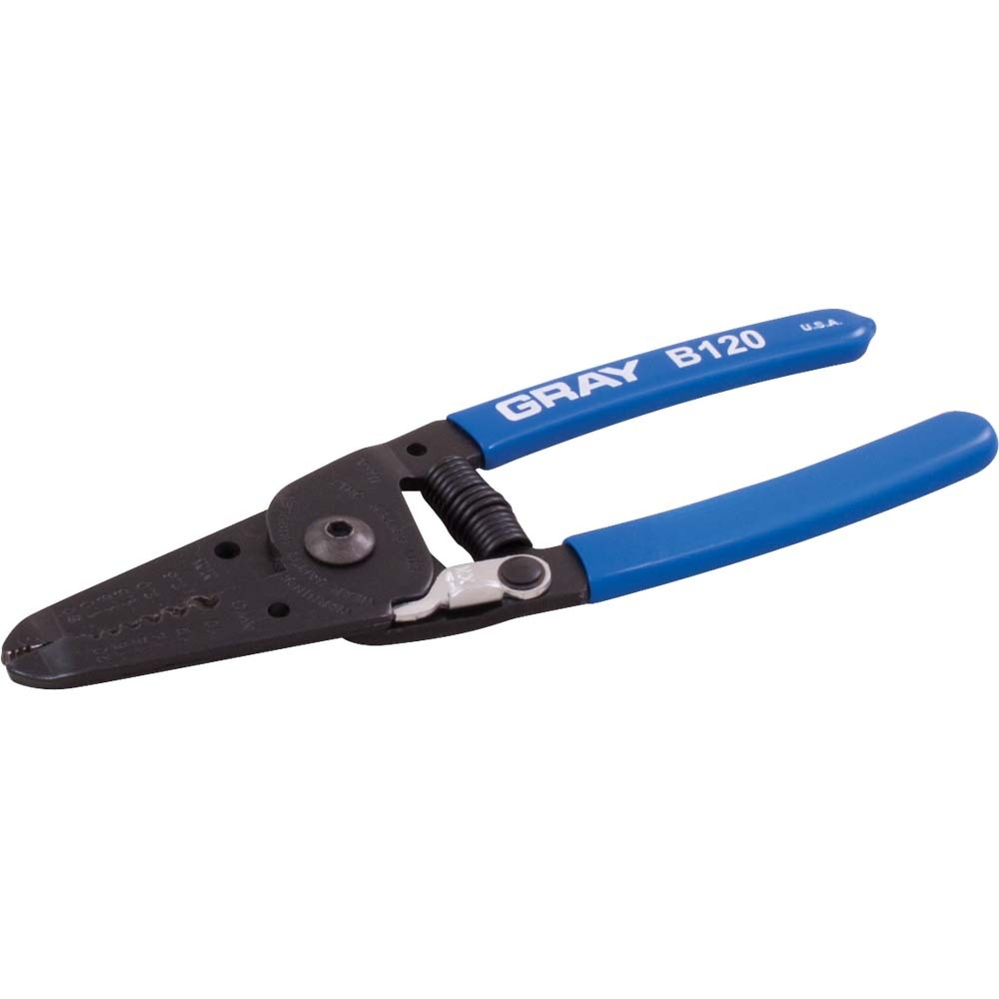 Gray Tools Wire Cutter/stripper With Lock, 6" Long, AWG 20, 18, 16, 14, 12 & 10